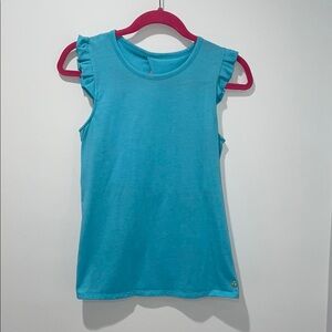 Vibrant Blue Tank Top with Ruffled Cap Sleeves